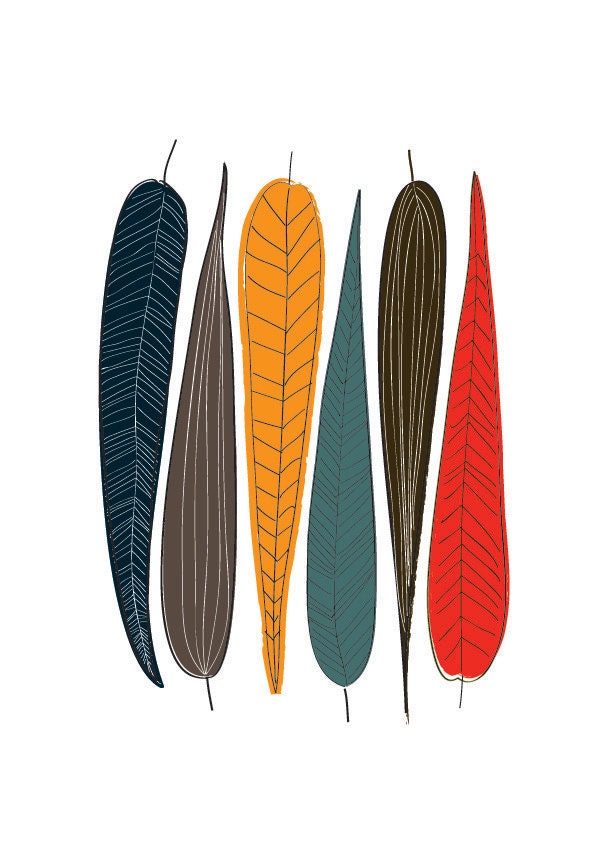 Colorful Leafs Print Modern Home Decor Kitchen Art Natural Herbs