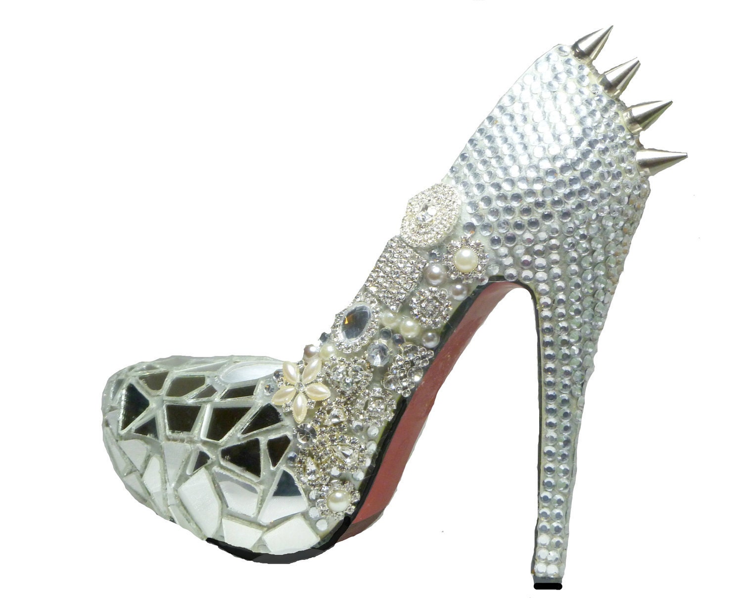 Cinderella's Revenge...Swarovski crystals, broken shards of glass and spikes