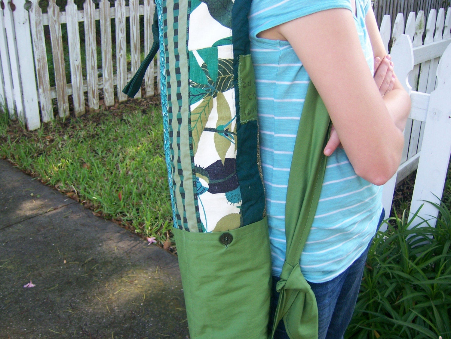 Recycled fabric drawstring yoga bag