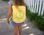 Recycled fabric peace sign applique backpack