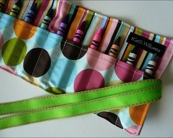 Pretty, Pretty, Polka Dot Crayon Roll-16 Crayons Included-Great Gift-Made it to the Front Page of Etsy