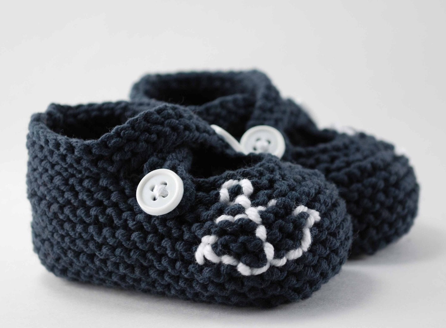 Ahoy Navy Anchor Baby Booties