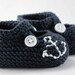 Ahoy Navy Anchor Baby Booties