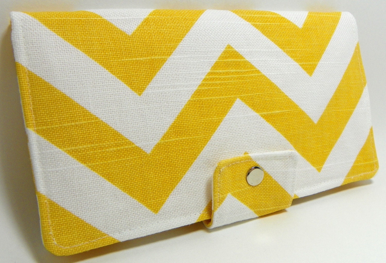 Handmade Long Wallet  BiFold Clutch Chevron Zig Zag yellow