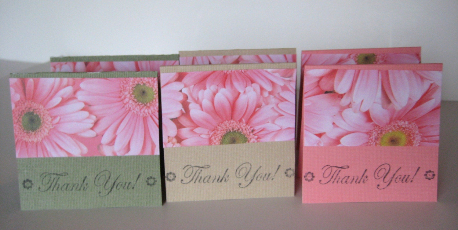 Set of 24 Pink Daisy Mini Thank You Cards