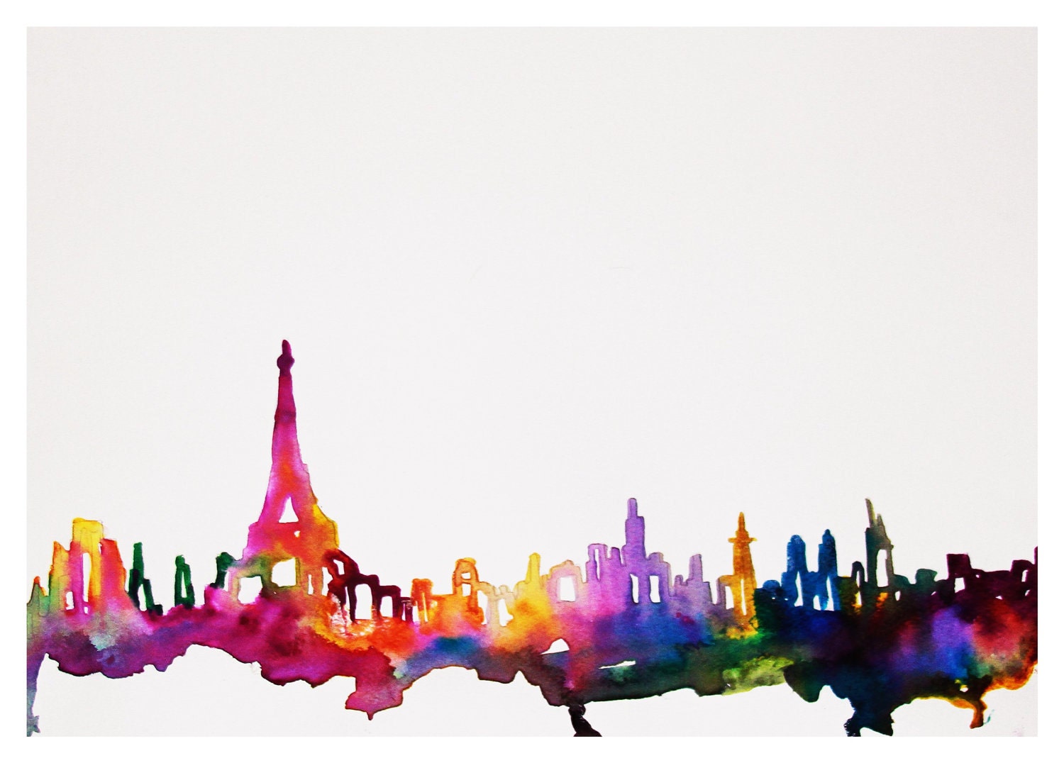 Paris Watercolor Illustration 11x14 Print