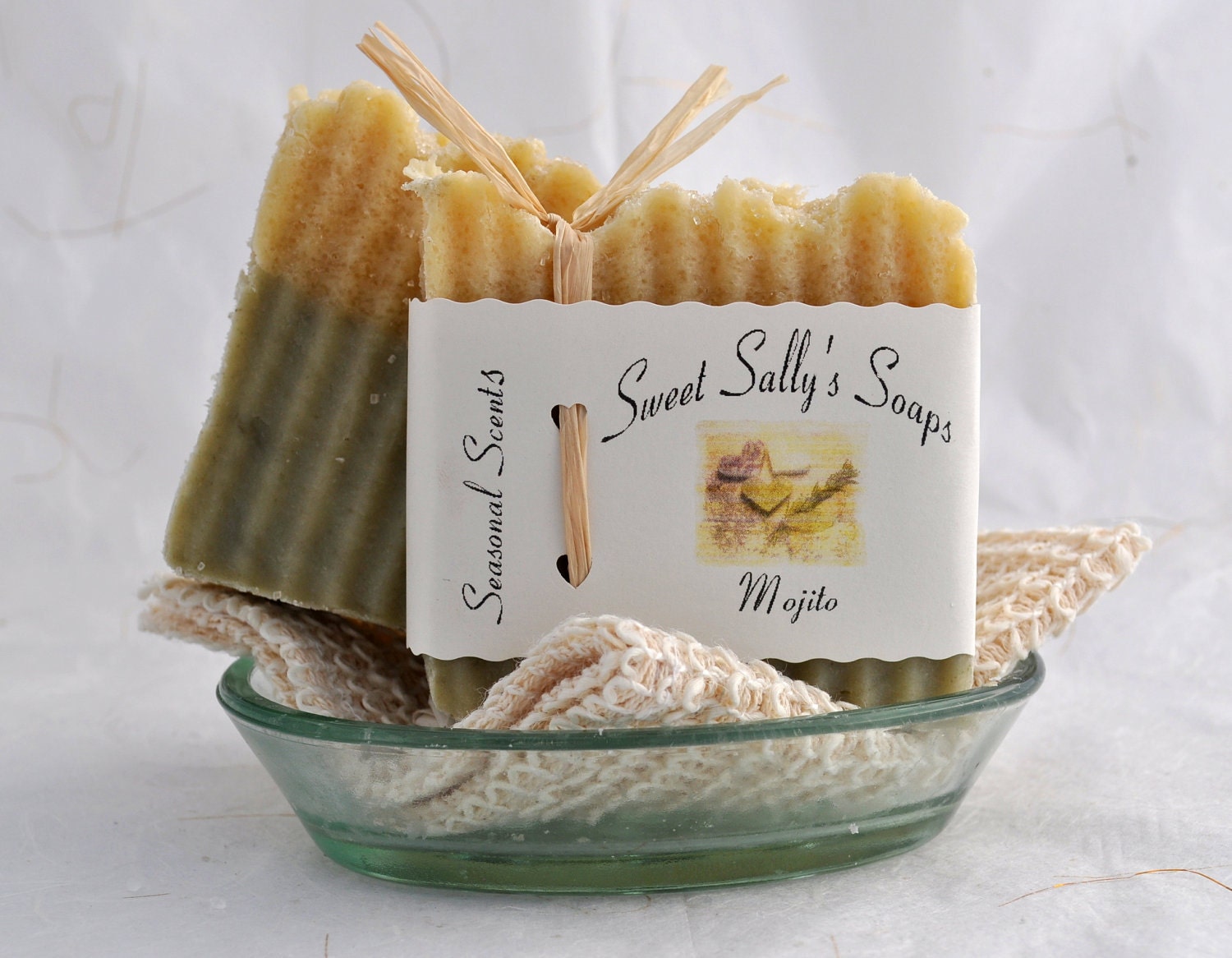 Mojito Organic Soap, Vegan Hot Process Handmade Soap, Lime and Spearmint Essential Oil Soap