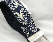 Key Chain/Wristlet-with Swivel Hook--Navy Midnight Kisses