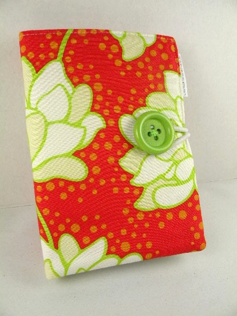 Journal Mini Organizer Notepad Clutch POP GARDEN PEONIES  in Red  Paper and Pen are Included