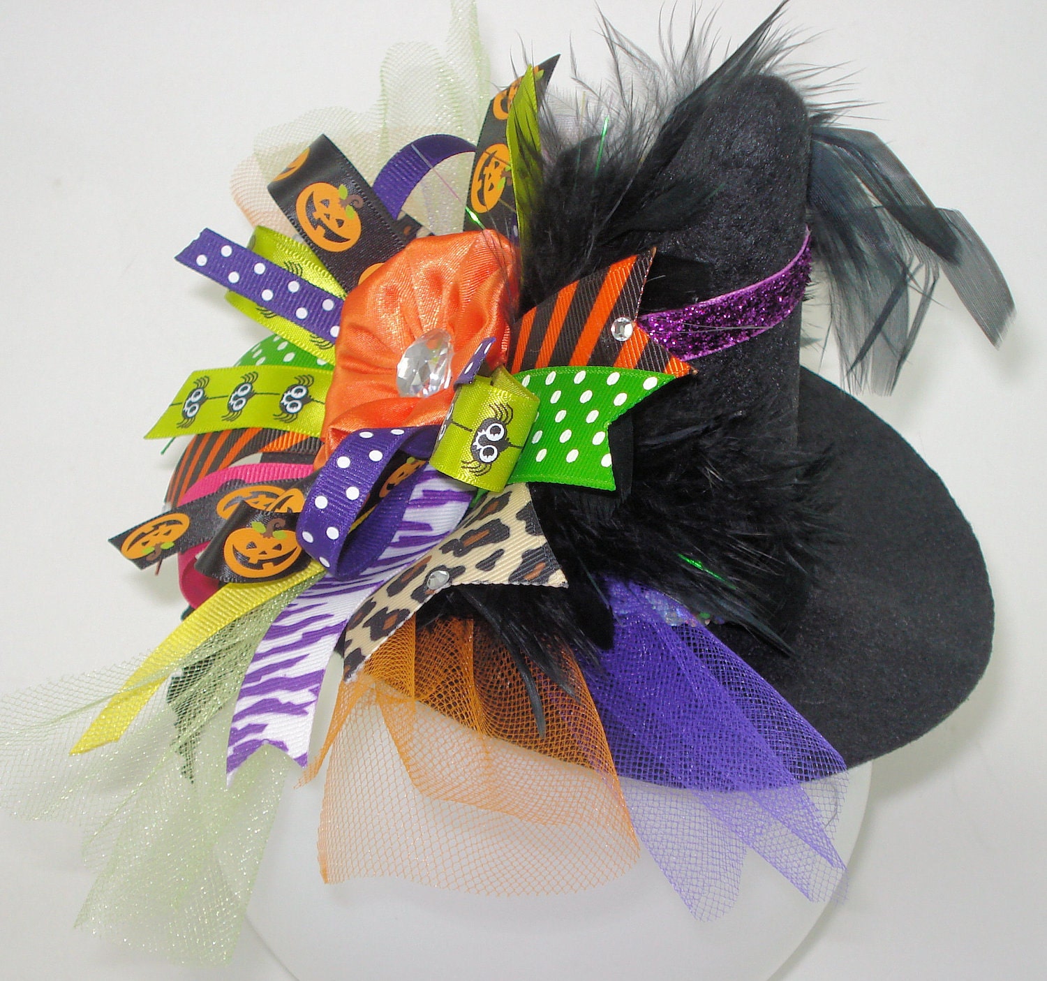 Spooktacular Mini Witch Hat.... Over the Top Hair Bow...and matching Headband