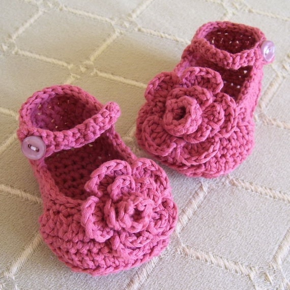 Download Now - CROCHET PATTERN Rose Garden Mary Janes Baby Shoes - Pattern PDF