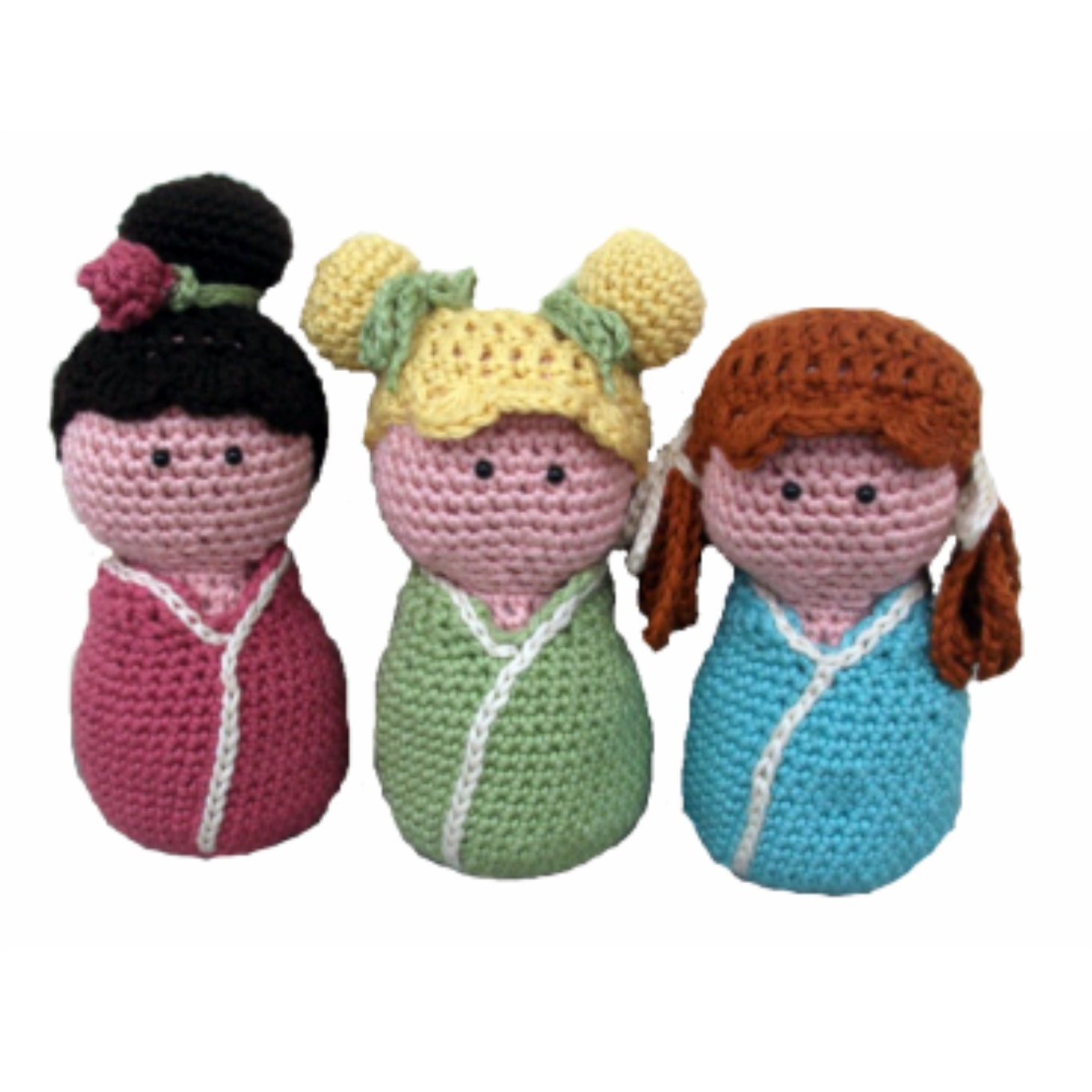 Download Now - CROCHET PATTERN Kokeshi Babies - Set of 3 Amigurumi Dolls - Pattern PDF