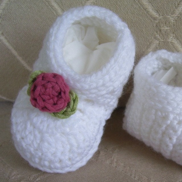Download Now - CROCHET PATTERN Rosebud Baby Shoes - Pattern PDF