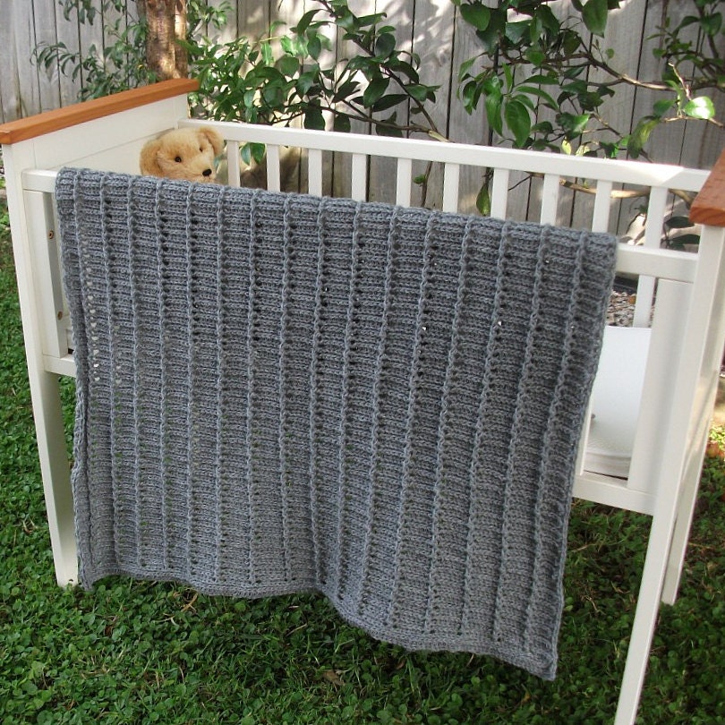 Download Now - CROCHET PATTERN Eyelet Ridges Baby Blanket - Pattern PDF