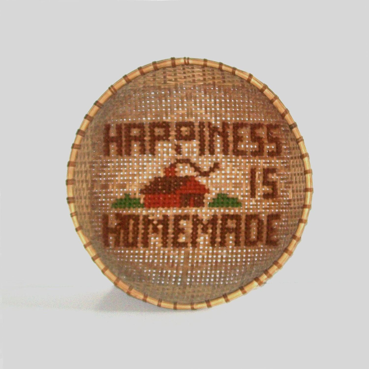 1970s basket / 70s vintage bowl / woven /  Happiness is Homemade Basket