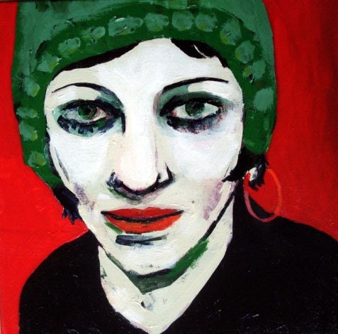 outsider  EMERY  original painting 'she thinks and reads'