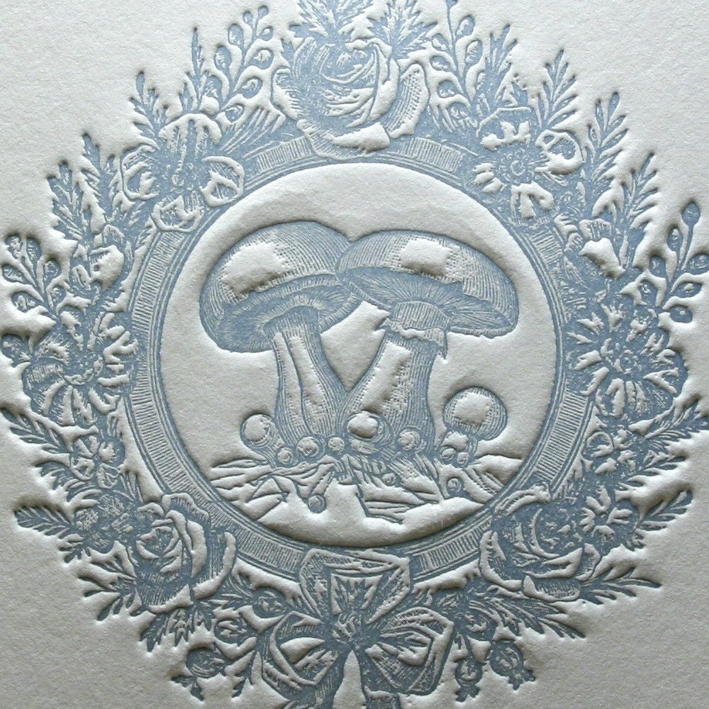 Vintage Mushroom in Vintage Blue