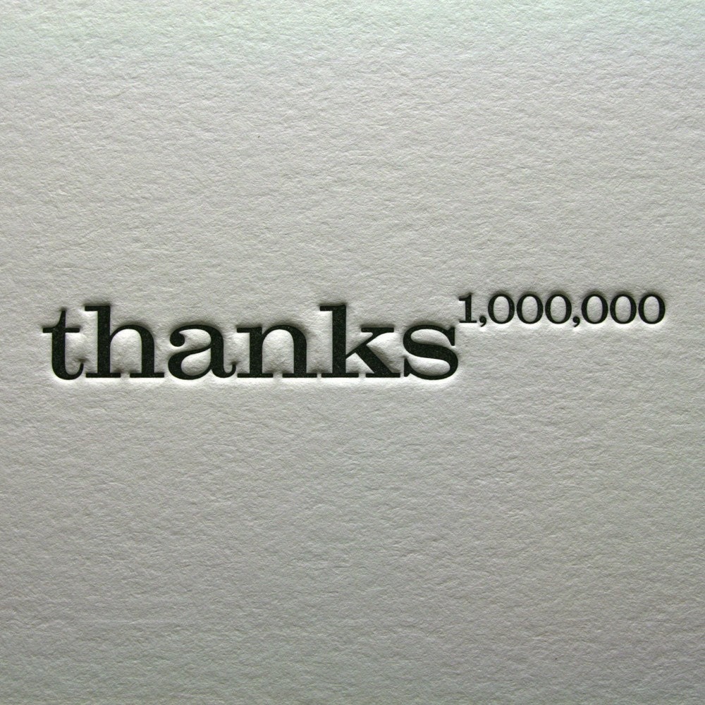 Set of 6 - Thanks a Million in Black
