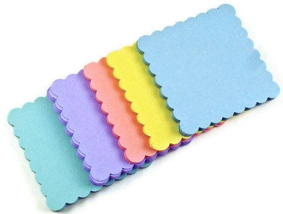 Scalloped Square Paper Die Cuts  in Pastel