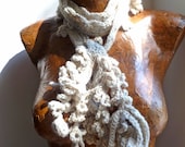 Variegated, unique fiber art long scarf
