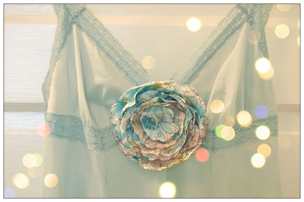 Lingerie: Hand Dyed Chemise Slip in Aqua Watercolors (XS)