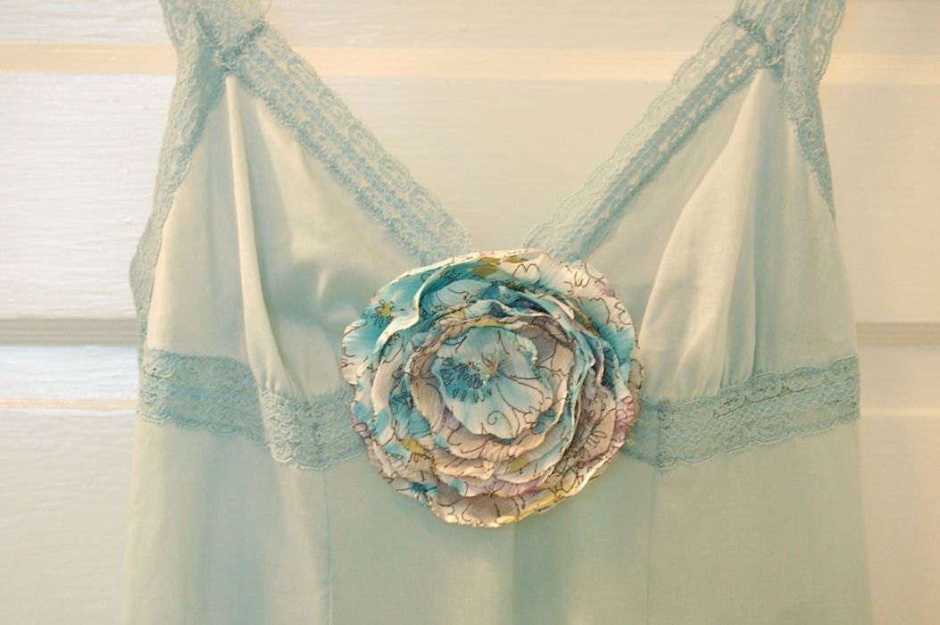 Lingerie: Hand Dyed Chemise Slip in Aqua Watercolors (XS)