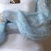 Shrug powder blue with cables light as a whisper long puffy sleeves summer fashion hand knitted