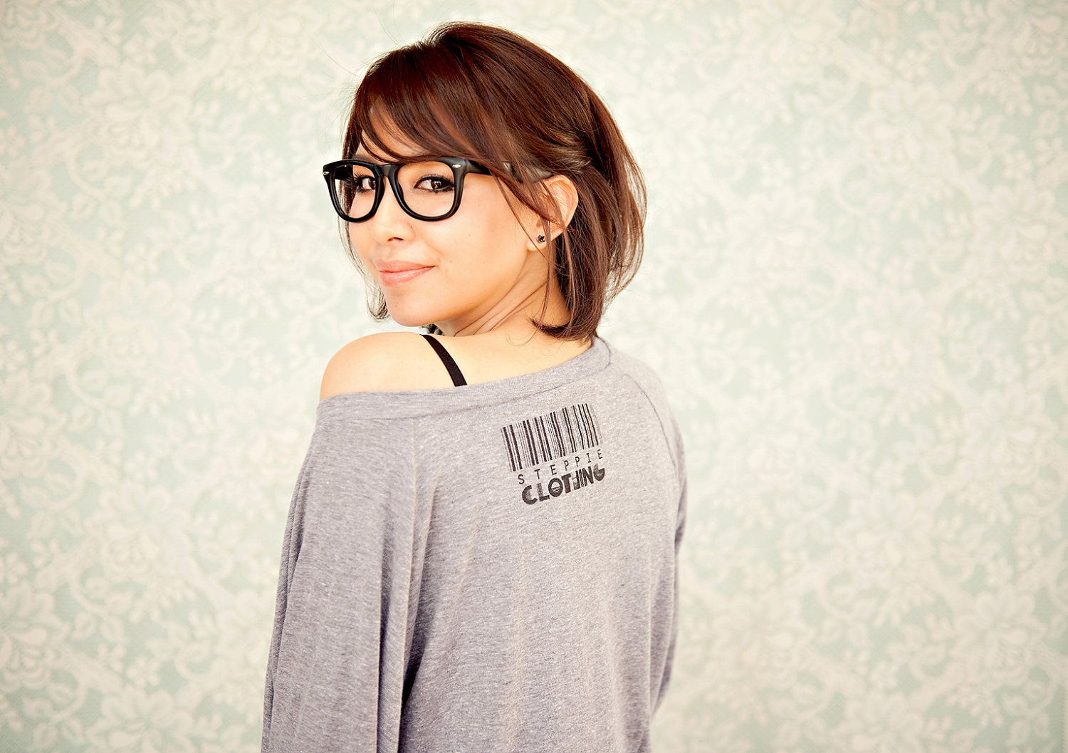 Hipster Panda Womens Raglan Sweater - Heather Grey - Sizes S, M, L