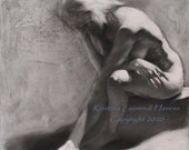 Original Charcoal Drawing of the Female Figure - Immersed - Fine Art