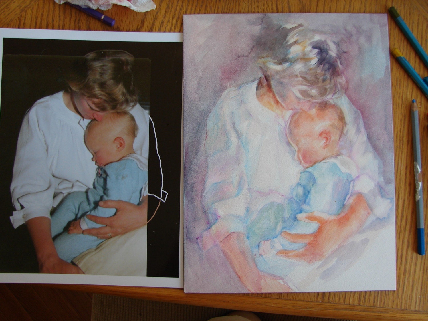 Custom Portrait Of Mother and Child from Your Photograph