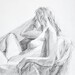 Original Graphite Drawing - Female Model Seated with Drapery