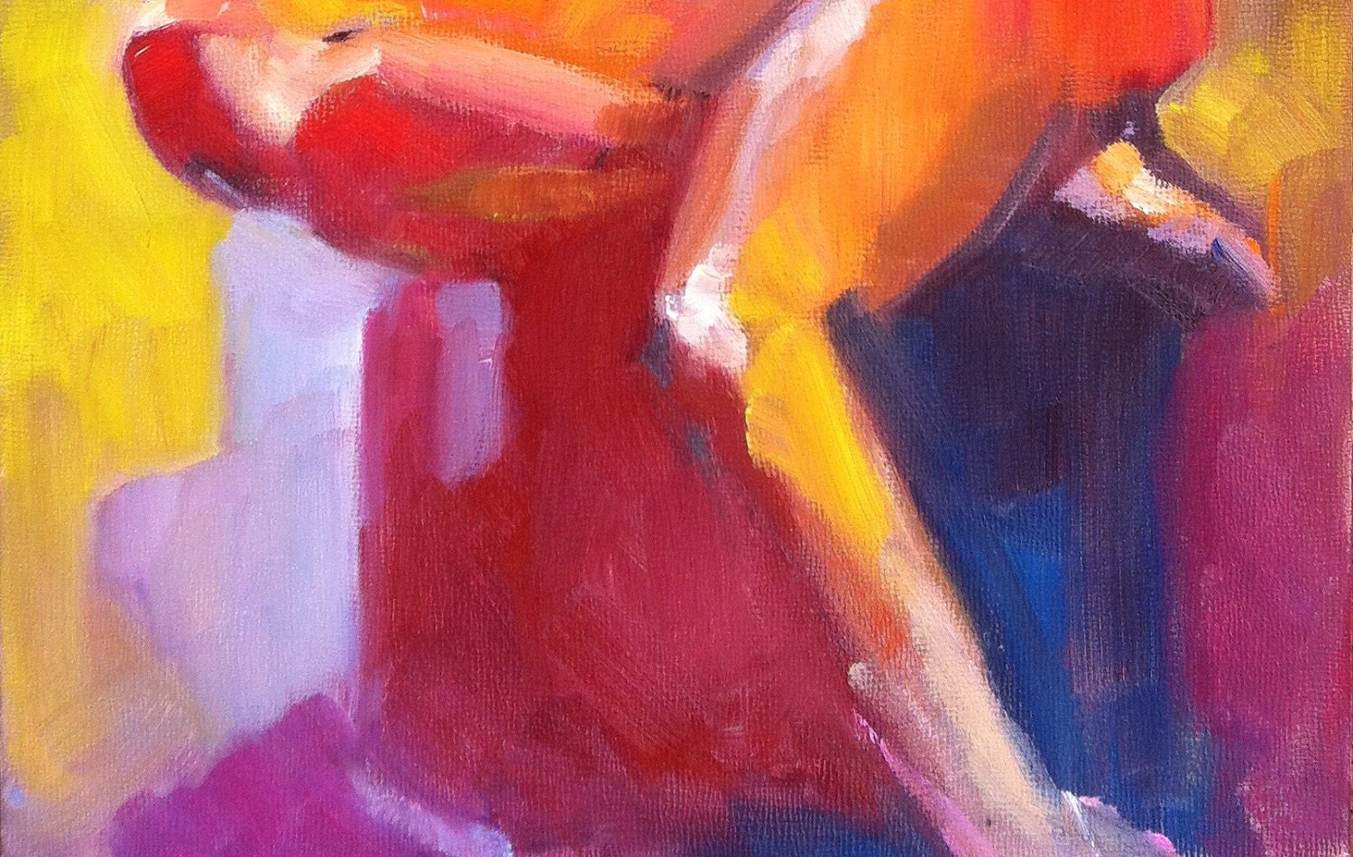Colorful Abstract Painting of Female Nude Original Oil Painting Art