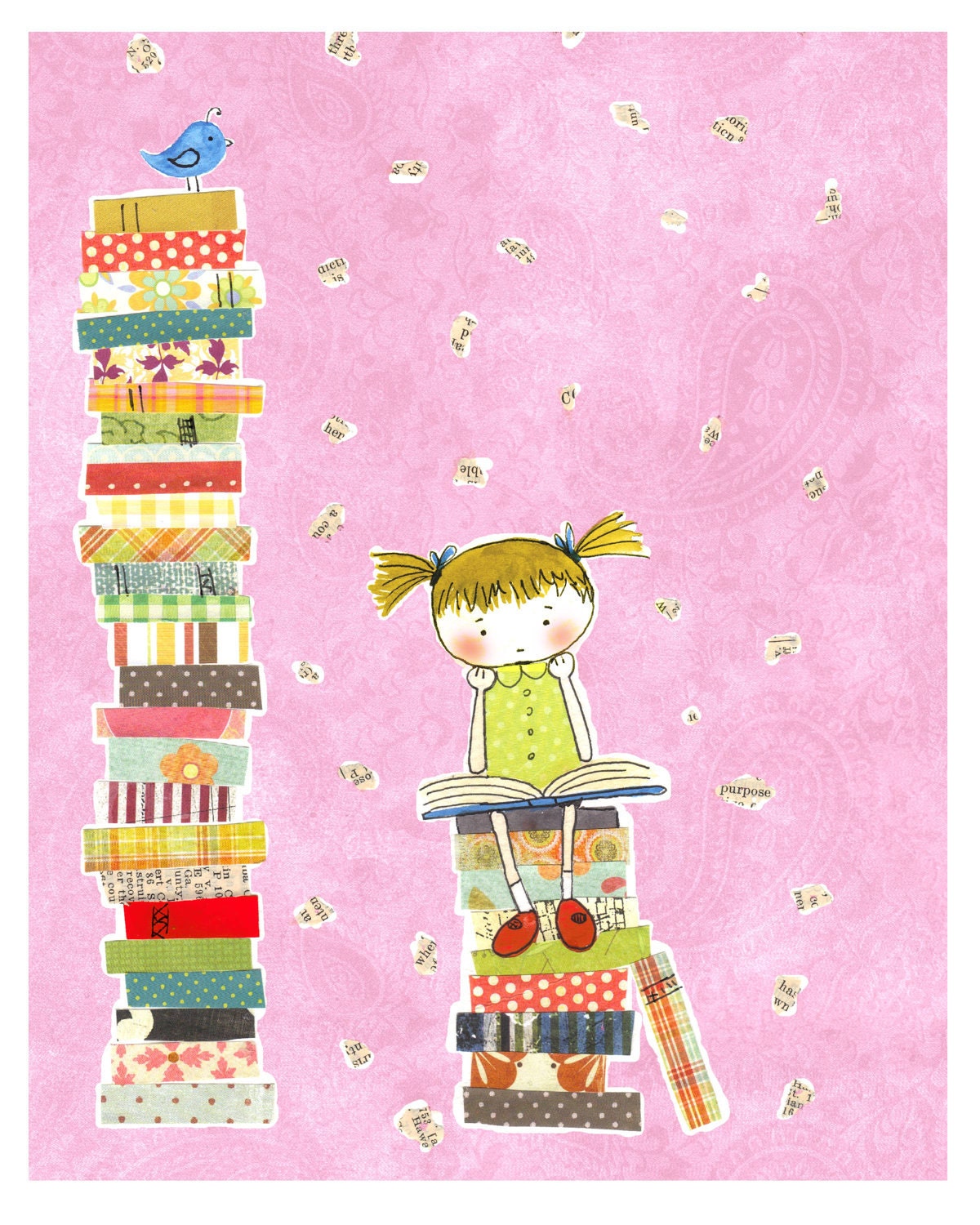 Book Love Print in Pink