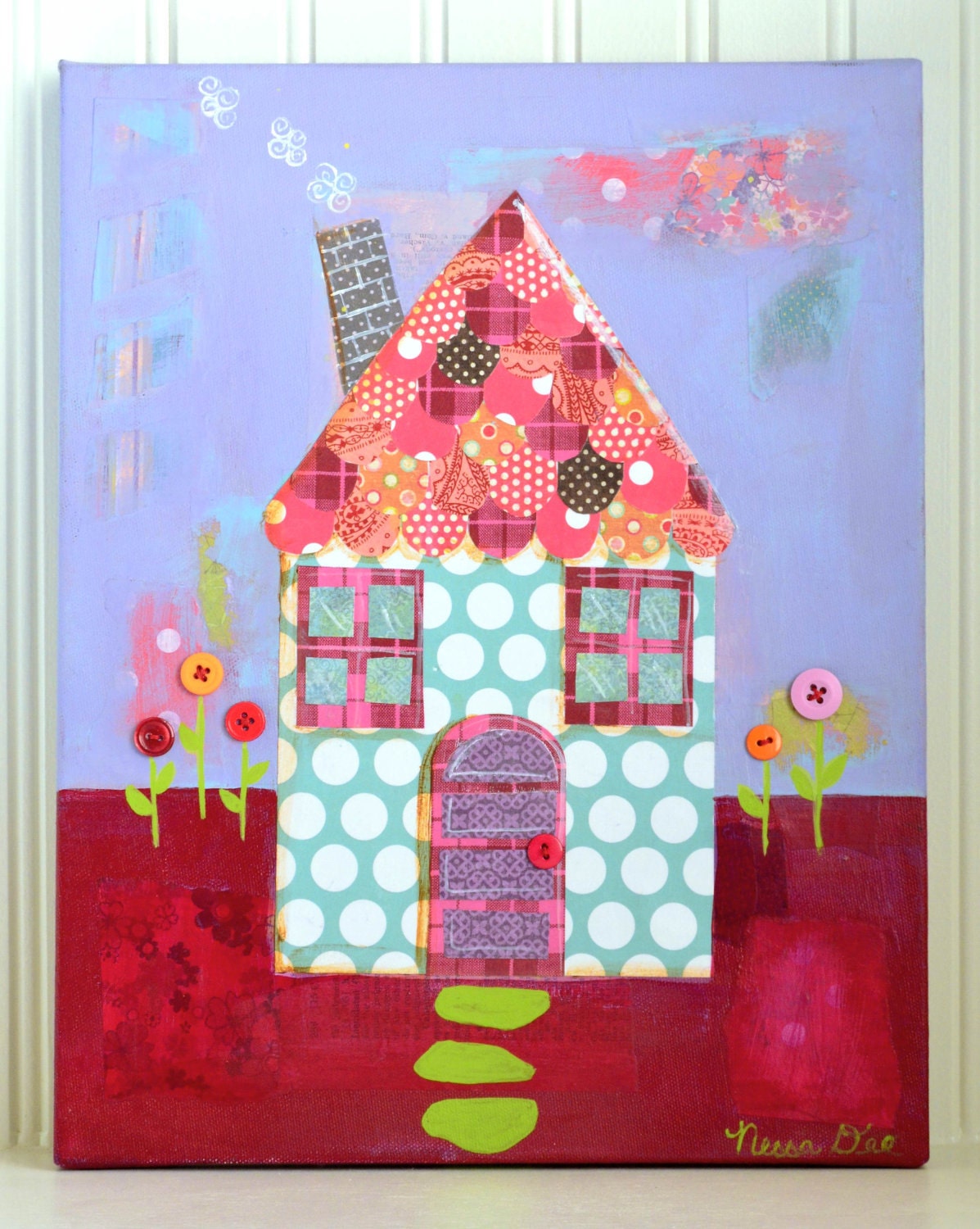 Polka Dot Cottage -- Original Painting