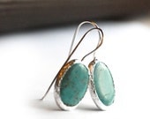 Turquoise Oval Silver Earrings