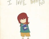 Digital Print - Child's Room Art Print - 8x10 Illustration Art Print - Little Bookworm - Books, Geekery, Cute, Gift, Librarians
