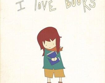 Digital Print - Child's Room Art Print - 8x10 Illustration Art Print - Little Bookworm - Books, Geekery, Cute, Gift, Librarians