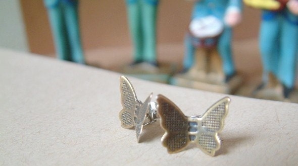 Happiness - Brass Butterfly Post Earrings