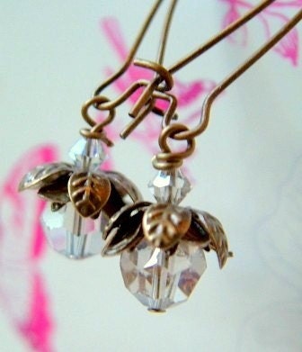 Francesca - Crystal and Brass Dangle Earrings