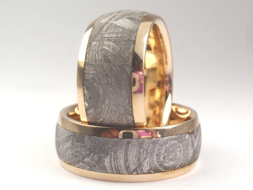 14K Yellow Gold with Meteorite Inlay Ring - Single ring only