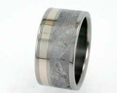 Meteorite Ring with 14K White Gold inlay
