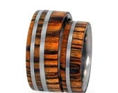 Bocote Wood Rings - Wooden Rings with Titanium Inlay, with my Ring Armor Waterproofing applied