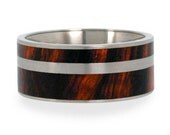 Rings Wood / Wood Wedding Band / Titanium Ring with Ironwood Inlay