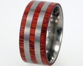 Wood Ring - Blood Wood on a Titanium Band