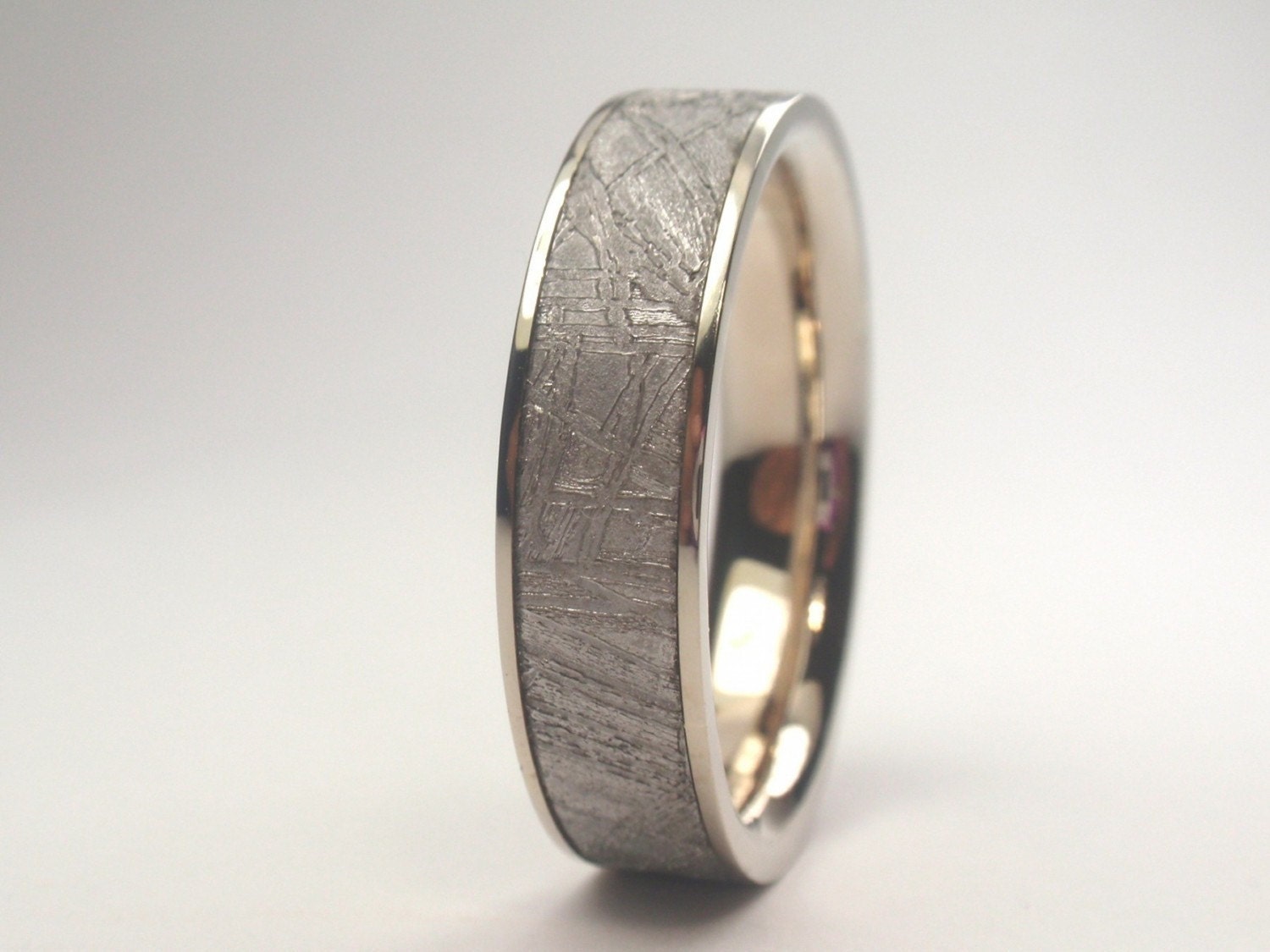 Reserved listing for Whitney for final payment on a Palladium with Meteorite Inlay Ring - 6 mm wide Flat Profile