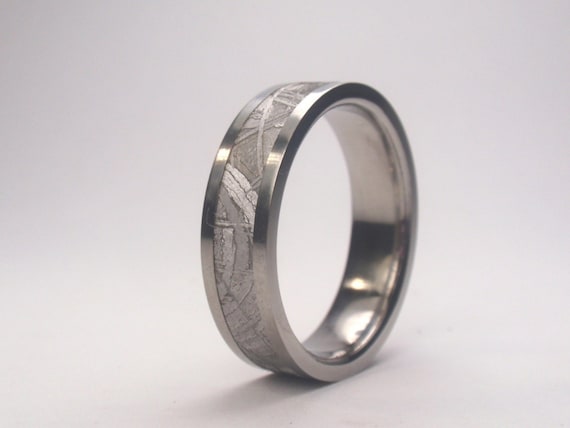 Gibeon Meteorite Inlay Titanium Ring