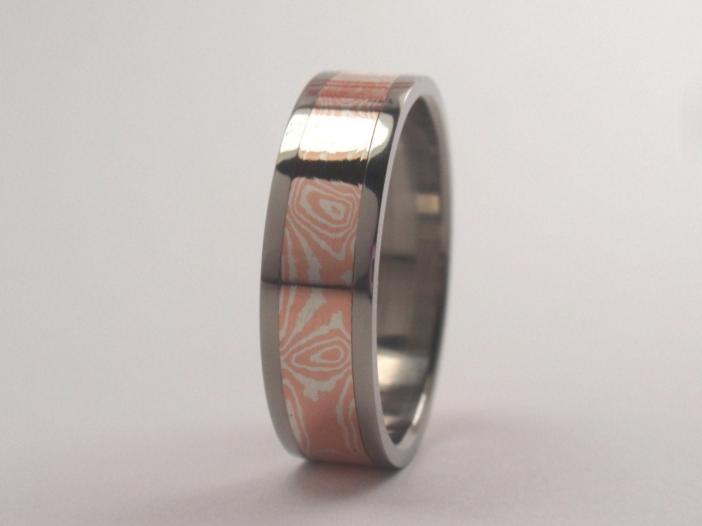 Titanium with Mokume Gane inlay - Flat profile - jer-014
