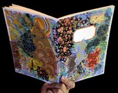 Colorful Floral Collage Montage Label : W-LB-G-B-B-G-LB-W (Blank Notebook - Sketchbook)