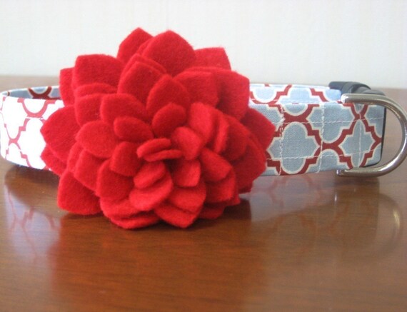 Red Dahlia Custom Dog Collar