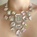 Clear Rhinestone Necklace, Illusion, Party Necklace, Crystal AB, Aurora Borealis, Floating Statement Necklace, Bridal Jewelry